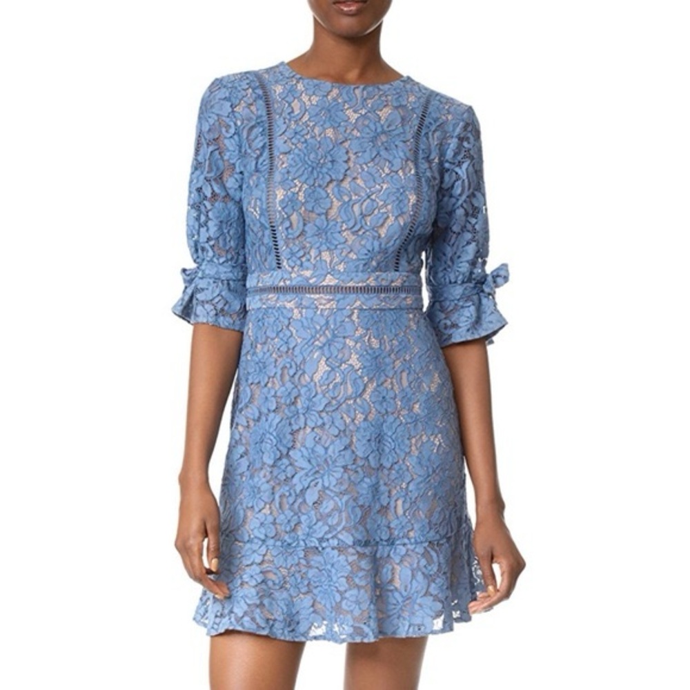 Wayf Blue Lace Mini Dress